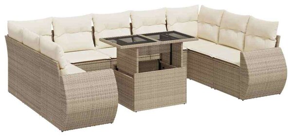VidaXL 10 részes bézs polyrattan kerti ülőgarnitúra párnával