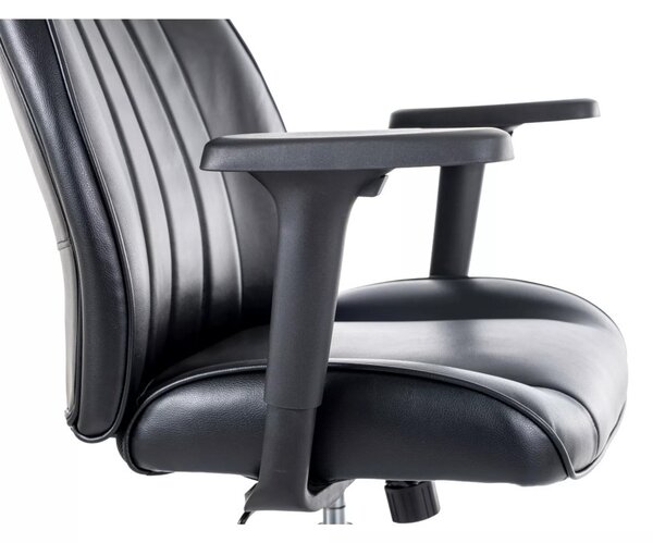 Q-093 Forgó Irodai Fotel Fekete Öko-bőr TILT Mechanizmussal 3D Kartámasszal