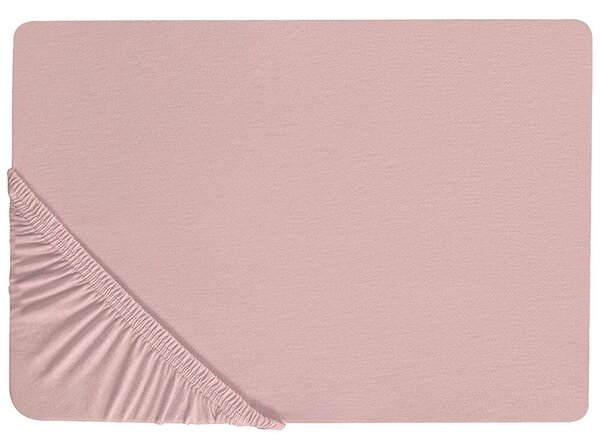 Rózsaszín pamut gumis lepedő 140 x 200 cm HOFUF