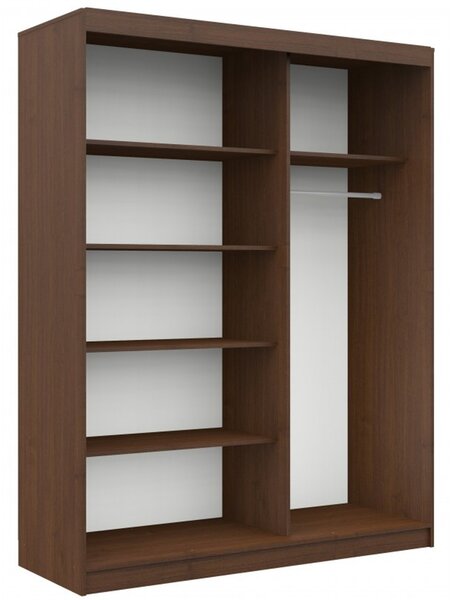 CLP 150 cm-es tolóajtós ruhásszekrény tükörrel, wenge/fehér színben