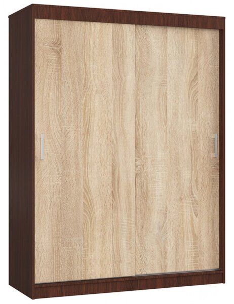 CLP MONO 150 cm-es tolóajtós ruhásszekrény, wenge/sonoma tölgy színben