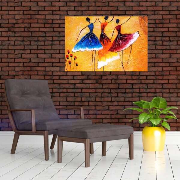 Kép - olajfestmény, balerinák (90x60 cm)
