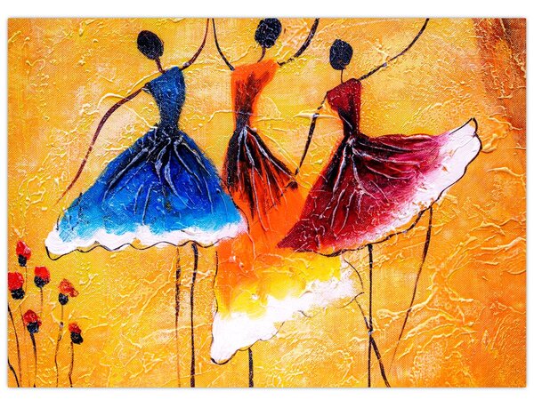 Kép - olajfestmény, balerinák (70x50 cm)