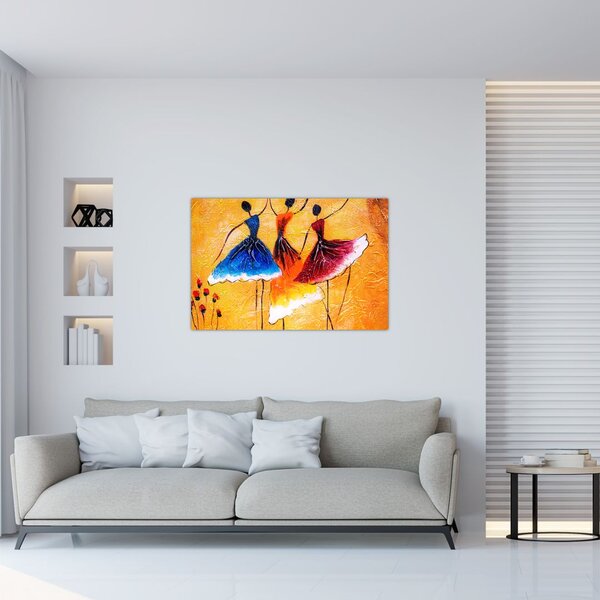 Kép - olajfestmény, balerinák (90x60 cm)