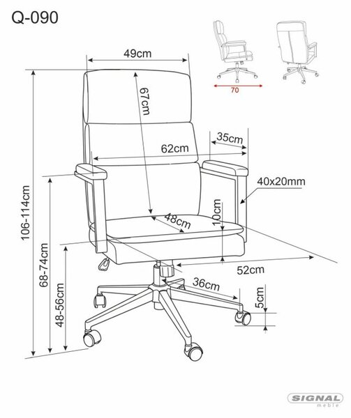 Q-090 Forgó Irodai Fotel Szürke Szövet TILT Mechanizmussal