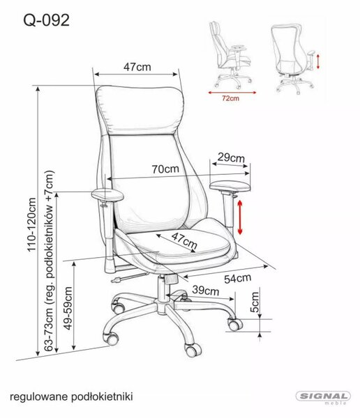 Q-092 forgó irodai fotel lélegző műbőr granatowy TILT mechanizmussal
