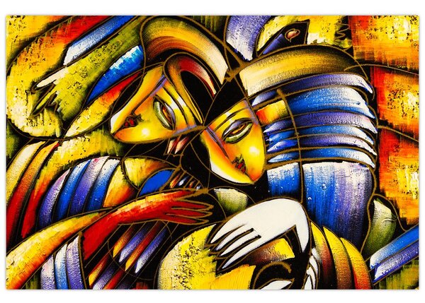 Kép - olajfestmény, szerelmesek (90x60 cm)