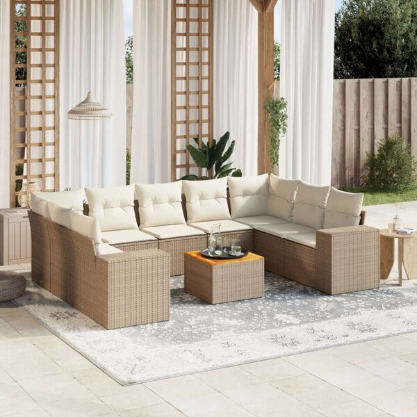 VidaXL Polyrattan Kerti Ülőgarnitúra - 10 részes - Bézs