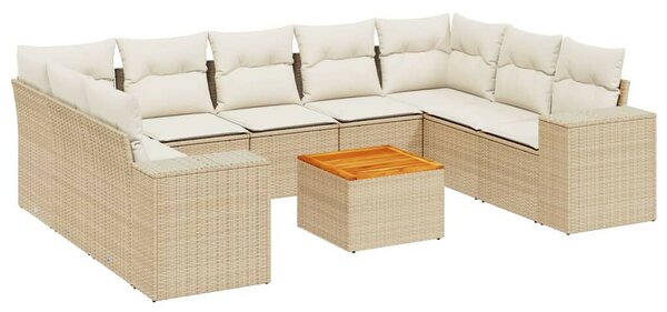 VidaXL Polyrattan Kerti Ülőgarnitúra - 10 részes - Bézs