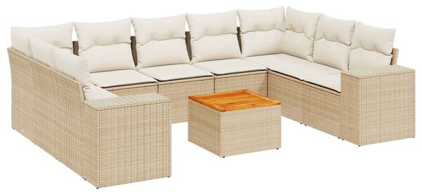 VidaXL Polyrattan Kerti Ülőgarnitúra - 10 részes - Bézs