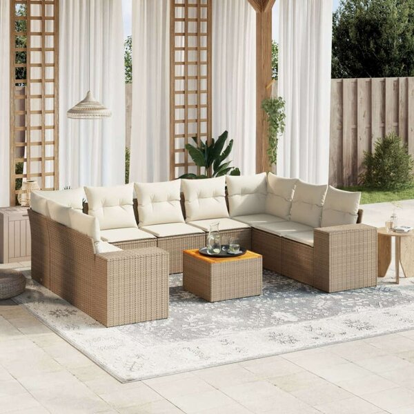VidaXL Polyrattan Kerti Ülőgarnitúra - 10 részes - Bézs