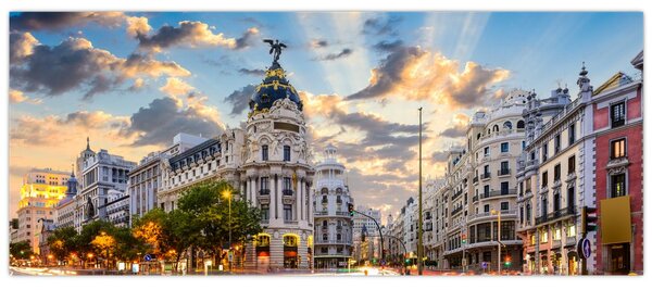 Kép - Calle Gran Vía, Madrid, Spanyolország (120x50 cm)