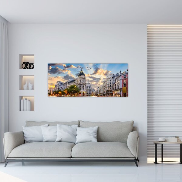 Kép - Calle Gran Vía, Madrid, Spanyolország (120x50 cm)