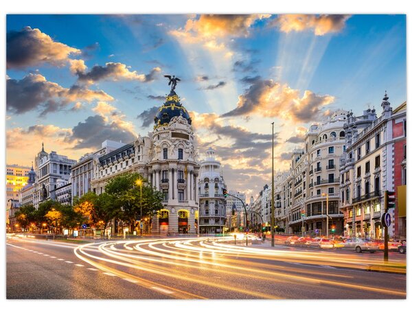 Kép - Calle Gran Vía, Madrid, Spanyolország (70x50 cm)