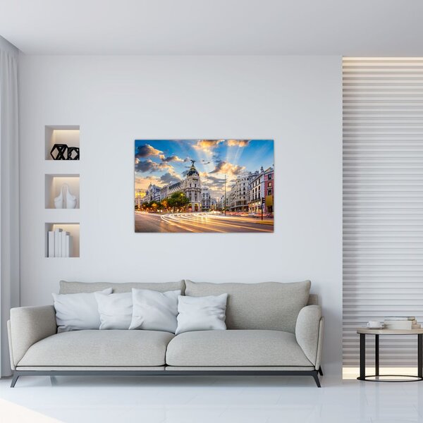 Kép - Calle Gran Vía, Madrid, Spanyolország (90x60 cm)