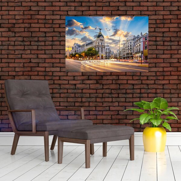 Kép - Calle Gran Vía, Madrid, Spanyolország (90x60 cm)