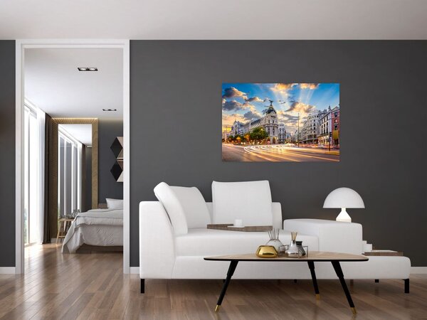 Kép - Calle Gran Vía, Madrid, Spanyolország (90x60 cm)