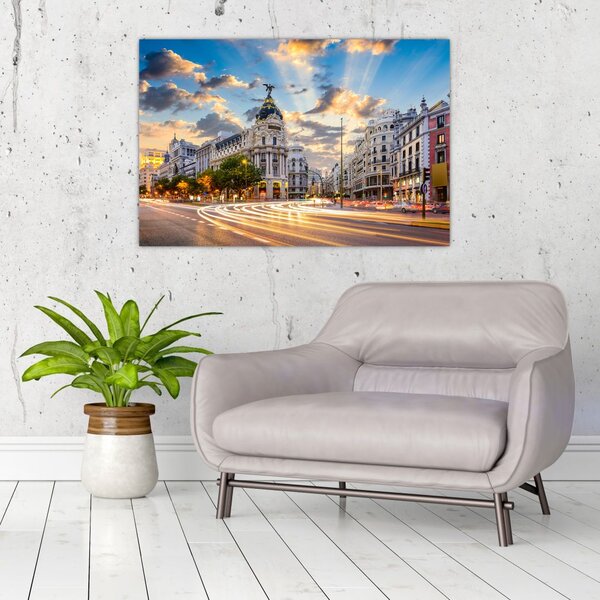 Kép - Calle Gran Vía, Madrid, Spanyolország (90x60 cm)