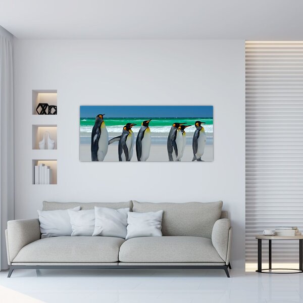 Kép - A Királyi pingvinek csoportja (120x50 cm)