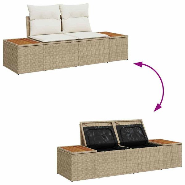 Kerti Kanapé Szett 6 pcs bézs és krémszínű 319 x 154 x 85 cm