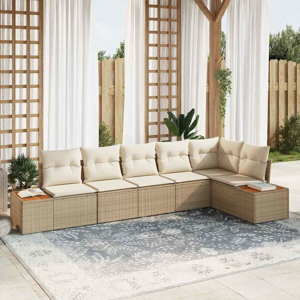 Kerti Kanapé Szett 6 pcs bézs és krémszínű 319 x 154 x 85 cm