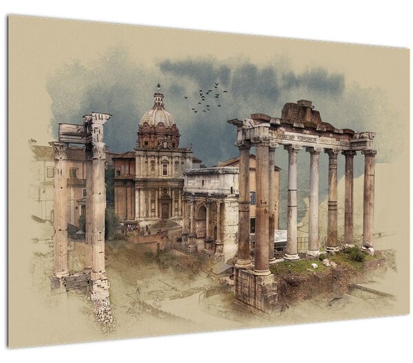 Kép - Forum Romanum, Róma, Olaszország (90x60 cm)