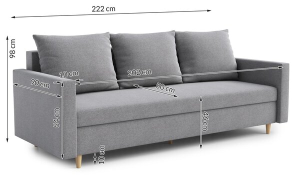 A nagy méretű, kihúzható ALMA kanapé Sötét szürke