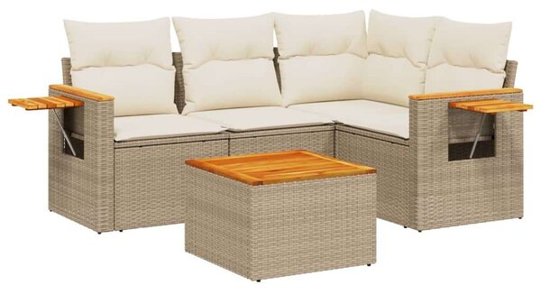 VidaXL Polyrattan Kerti Ülőgarnitúra - 5 részes - Bézs