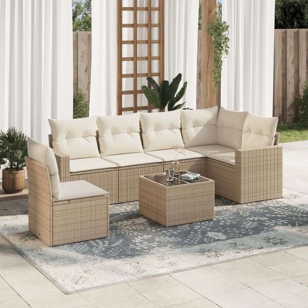 VidaXL Polyrattan Kerti Ülőgarnitúra - 7 részes - Bézs