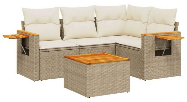 VidaXL Polyrattan Kerti Ülőgarnitúra - 5 részes - Bézs