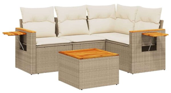 VidaXL Polyrattan Kerti Ülőgarnitúra - 5 részes - Bézs