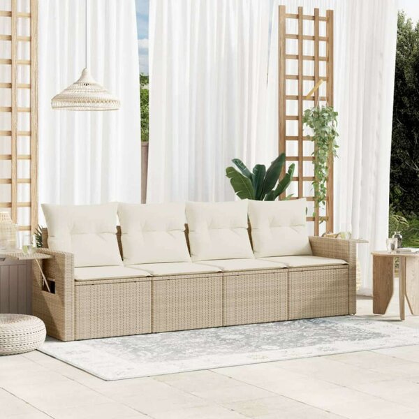 Polyrattan Kerti Ülőgarnitúra - 4 részes - Bézs