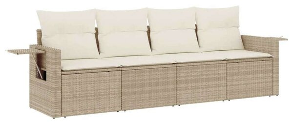Polyrattan Kerti Ülőgarnitúra - 4 részes - Bézs