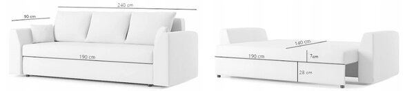 PAUL modell 2 Nagyméretű kinyitható kanapé Szürke / fehér