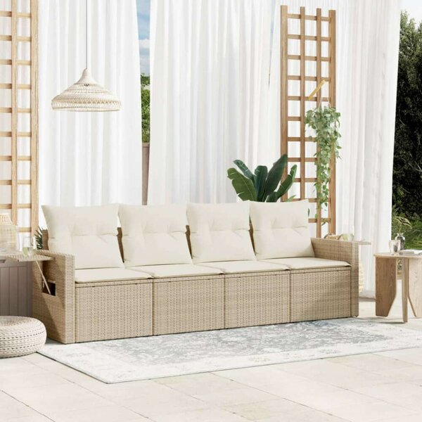 Polyrattan Kerti Ülőgarnitúra - 4 részes - Bézs