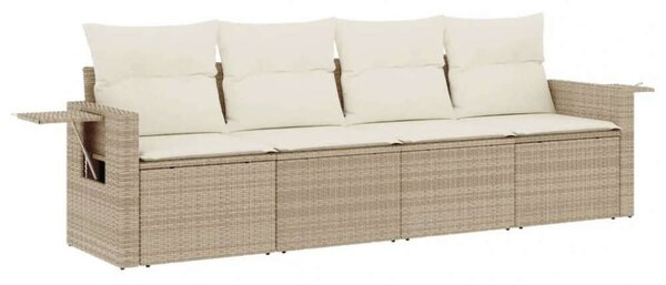Polyrattan Kerti Ülőgarnitúra - 4 részes - Bézs