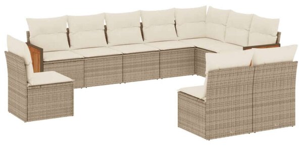 VidaXL Polyrattan Kerti Ülőgarnitúra - 10 részes - Bézs