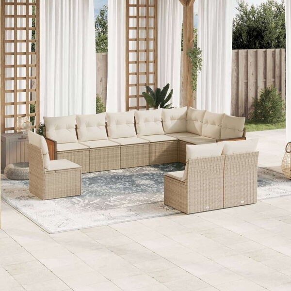 VidaXL Polyrattan Kerti Ülőgarnitúra - 10 részes - Bézs