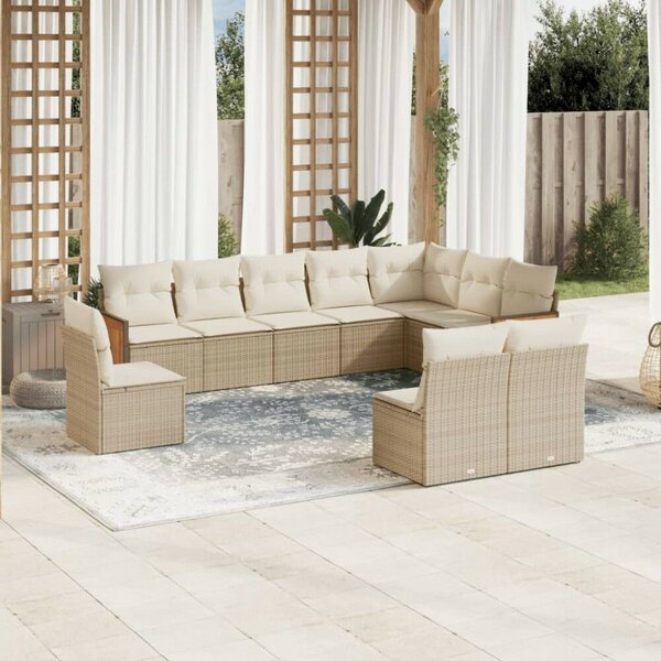 VidaXL Polyrattan Kerti Ülőgarnitúra - 10 részes - Bézs