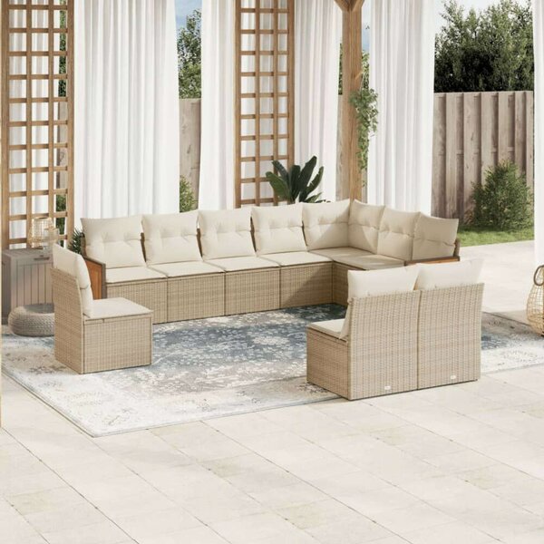 VidaXL Polyrattan Kerti Ülőgarnitúra - 10 részes - Bézs