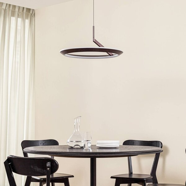 Lucande LED lógó világítás Eldra, kávébarna, Ø 55 cm, CCT, dimmelhető, Barna / rozsda, Nappali / Étkező, fém, Modern