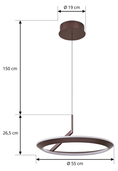 Lucande LED lógó világítás Eldra, kávébarna, Ø 55 cm, CCT, dimmelhető, Barna / rozsda, Nappali / Étkező, fém, Modern
