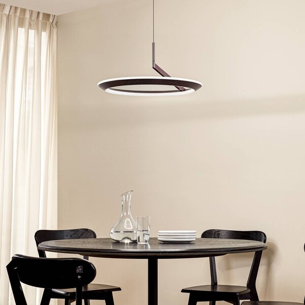 Lucande LED lógó világítás Eldra, kávébarna, Ø 55 cm, CCT, dimmelhető, Barna / rozsda, Nappali / Étkező, fém, Modern