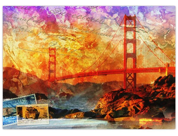 Kép - Golden Gate, San Francisco, Kalifornia (70x50 cm)