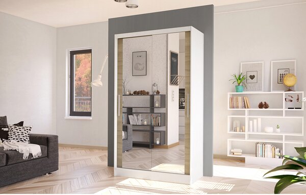 COSTA VII ruhásszekrény, 100 cm szélesség Fehér/sonoma tölgy