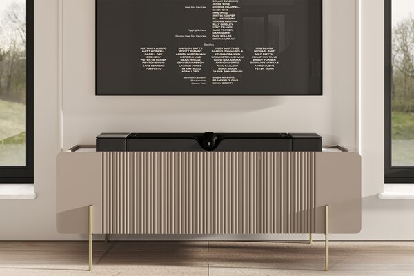 Malmi TV-szekrény 150 cm - kasmír / crema bianca / arany lábak