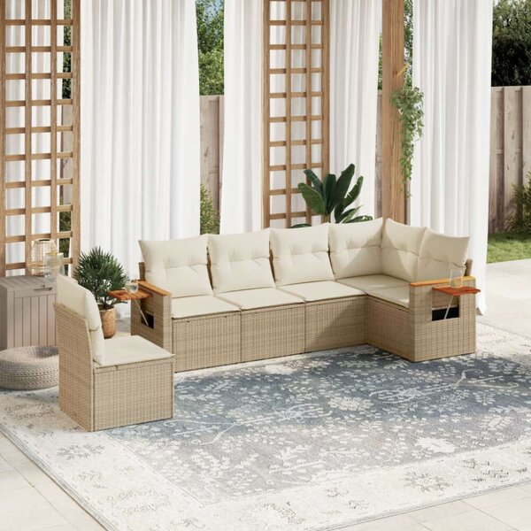 VidaXL Polyrattan Kerti Ülőgarnitúra - 6 részes - Bézs