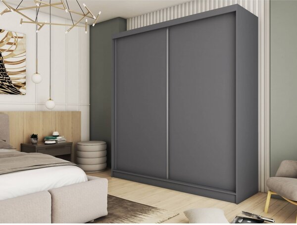 Kvalitní Šatní Skříň bez zrcadla 200 cm Šedá