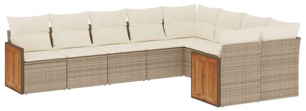 VidaXL Polyrattan Kerti Ülőgarnitúra - 9 részes - Bézs