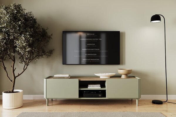 Elivo TV állvány 170 cm fém lábakon - eukaliptusz / baltic dune tölgy